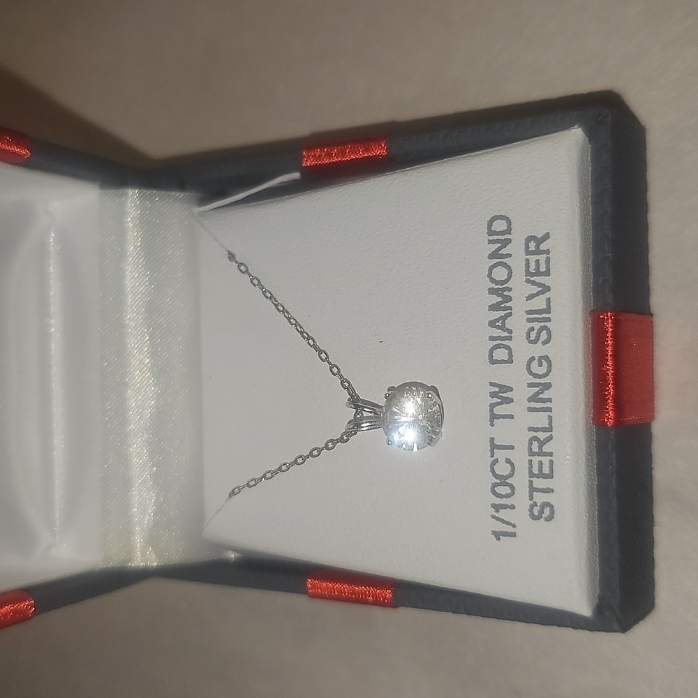1/10 TW Diamond Sterling Silver Necklace 925 NWT